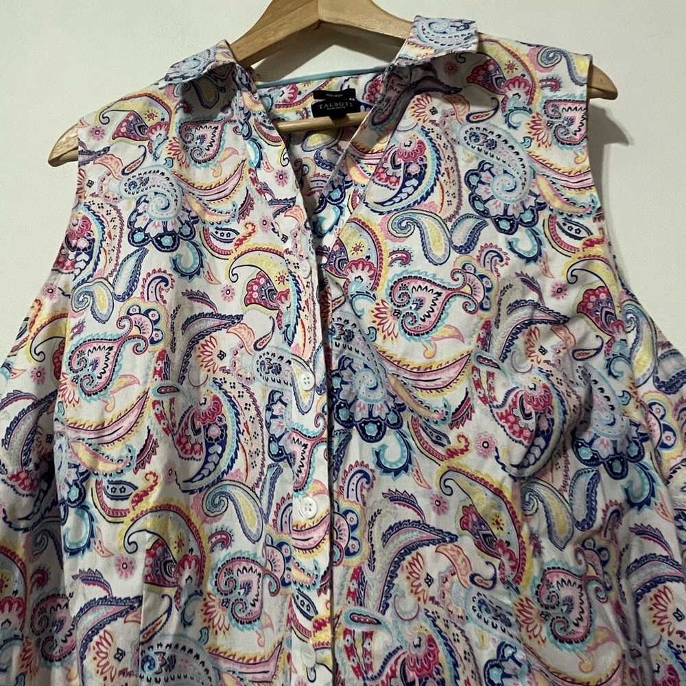 Talbots Perfect Shirt No-Iron Paisley Button Top Cottagecore 20 Plus Size Petite - Picture 8 of 8
